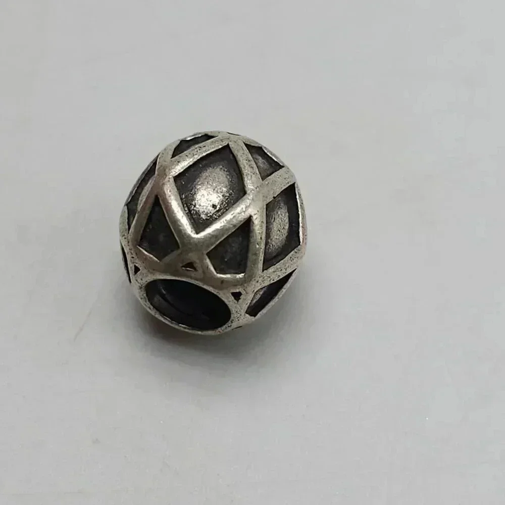 Sterling Silver Pandora Harlequin Criss Cross Charm Bead 1/2
